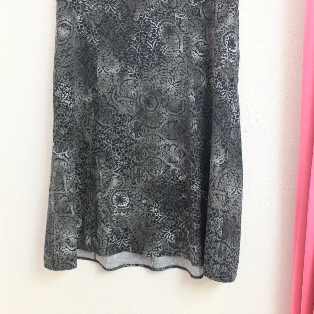 #422 Christopher & Banks Stretch Black Grey Patterned Skirt Size 14W - Picture 2 of 9